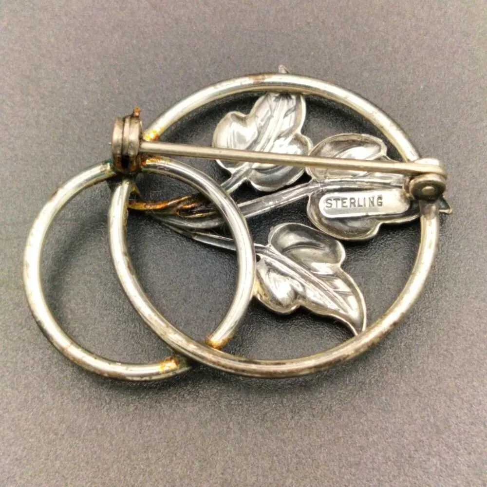 Vintage Sterling Silver Leaf Botanical Brooch Pin - Nature Inspired Jewelry